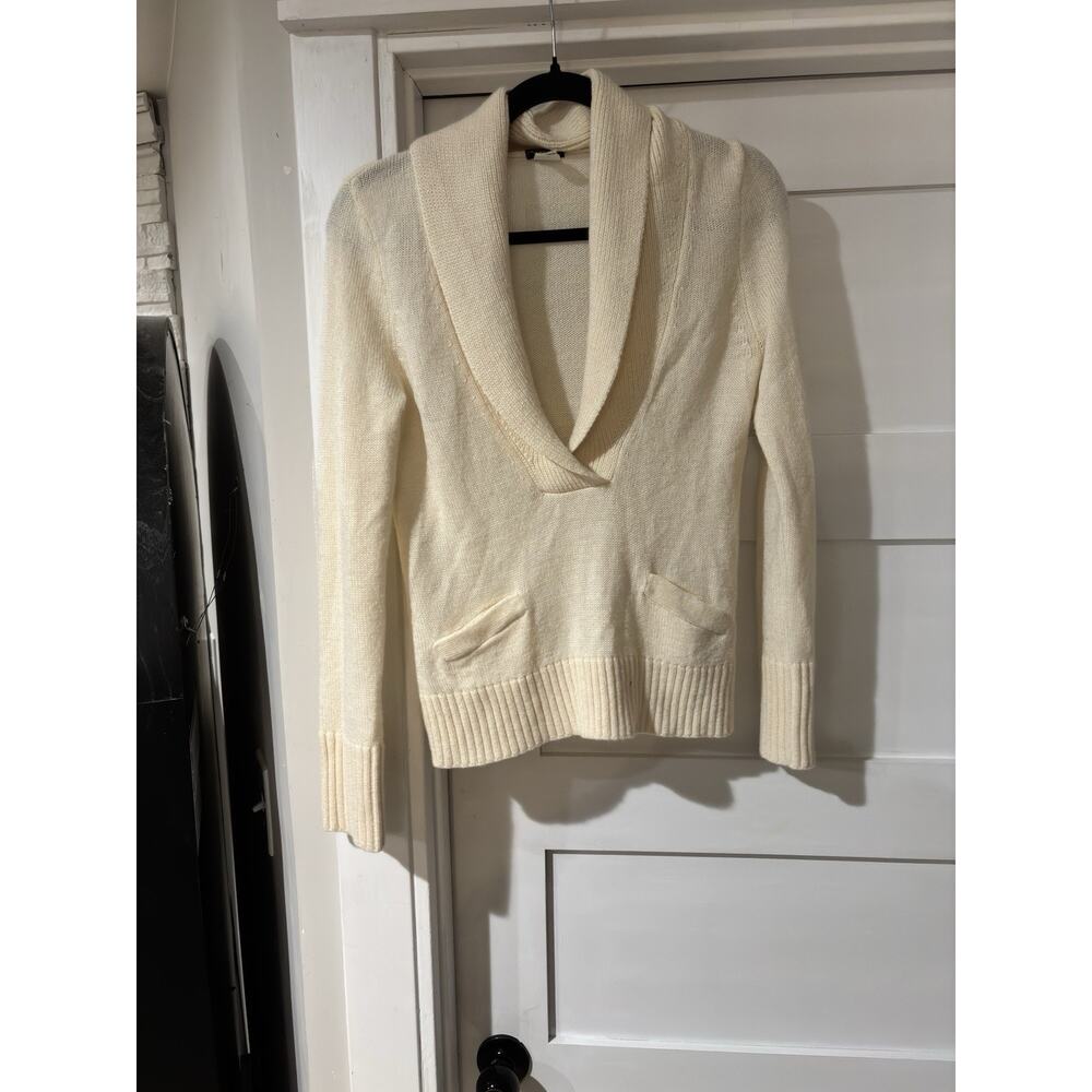 J Crew Ladies Size S Cream Sweater Size Small Alpaca, Wool & Acrylic Pockets